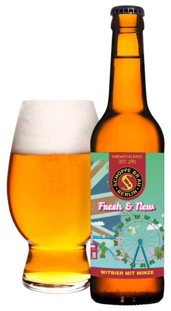 Schoppe Braeu Fresh And New Nr2 Witbier Mit Minze Flasche Mit Glass